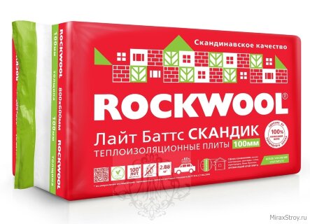 Роквул Скандик базальт 2.88м2 (800*600*100) 37кг/м3, упак Роквул Скандик базальт 2.88м2 (800*600*100) 37кг/м3, упак